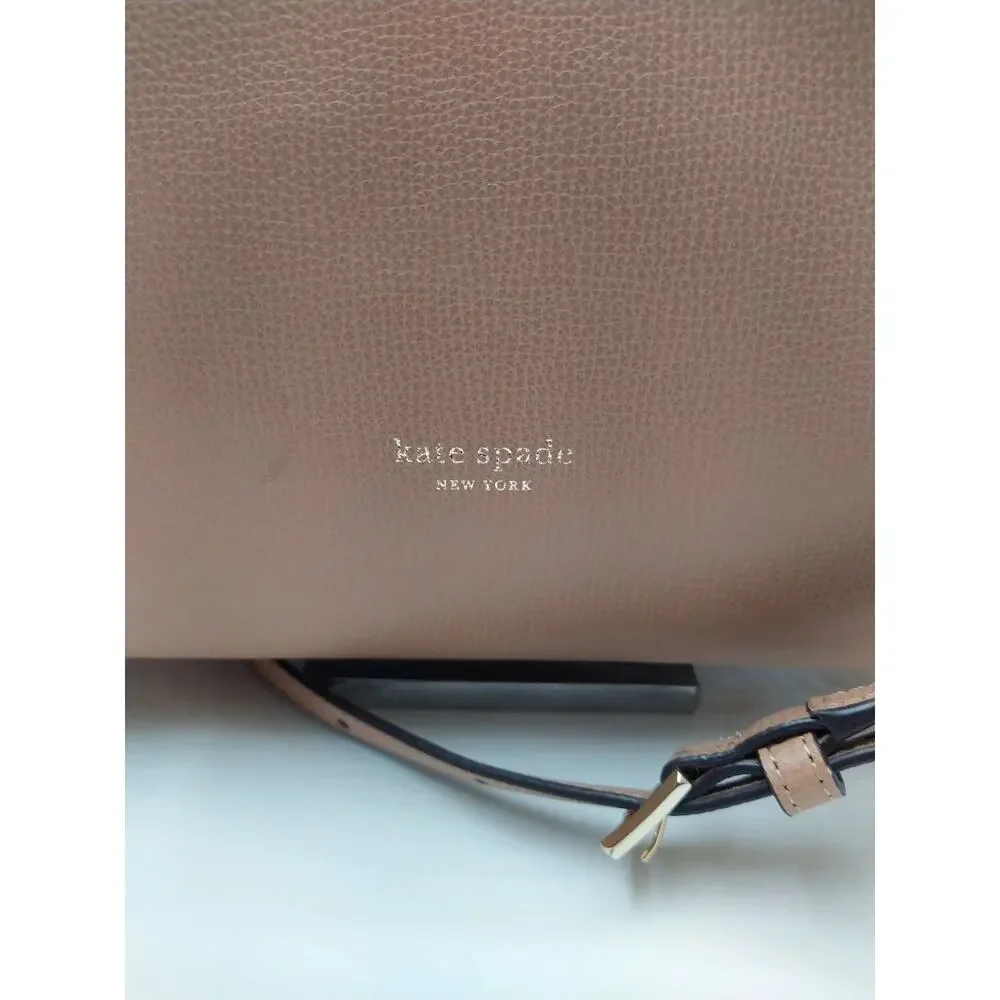 Kate Spade New York Brown Tan Leather Carryall Double Handles Satchel Bag